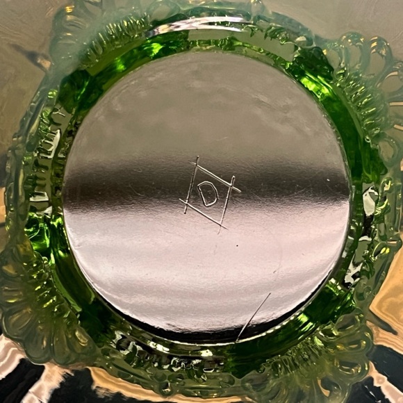 💚Antique Dugan Diamond Green Opalescent Handkerchief Bowl Footed Candy Dish 1909